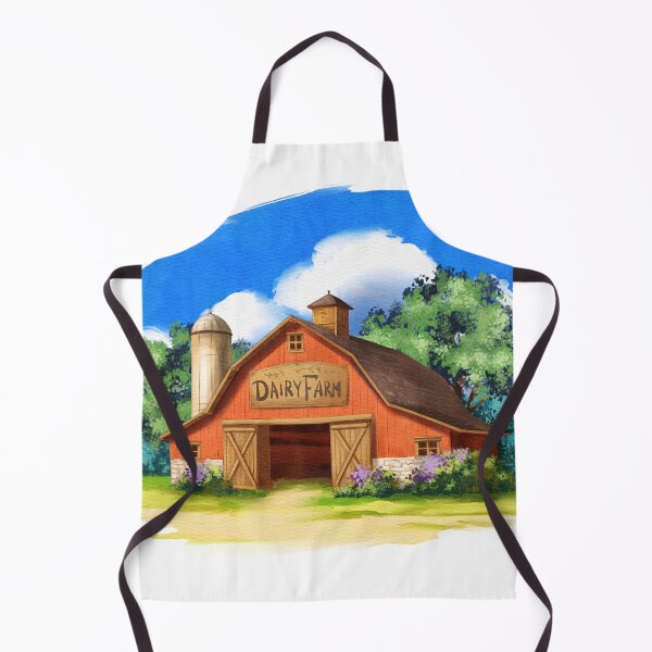 Item preview, Red dairy barn stands under blue sky with clouds, surrounded by green trees and grass in a rural area designed and sold by Ms. Iryna.