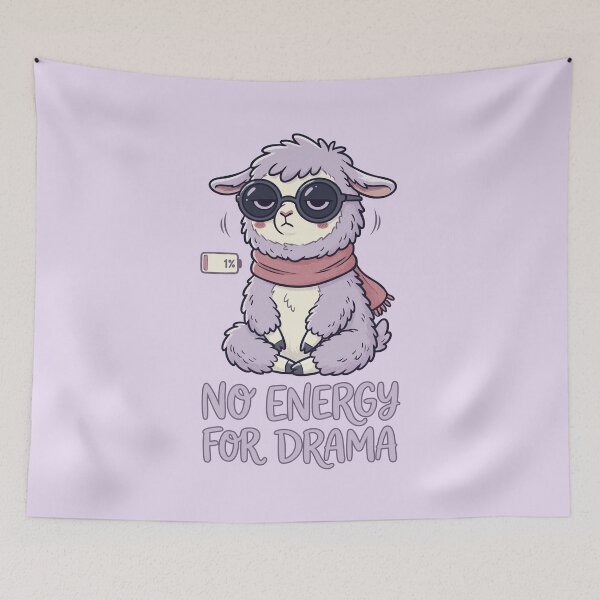 Item preview, Funny Llama with Sunglasses - No Energy For Drama - Anti Drama Quote designed and sold by Juka-Arts-CC.