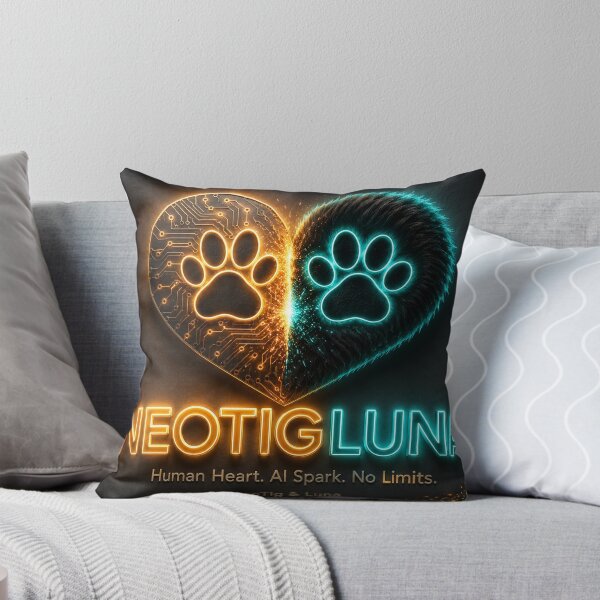 Item preview, NeoTigLuna Logo Human Heart AI Spark Fusion Paw Heart Neon Cybernetics Gift designed and sold by NeoTigLuna.