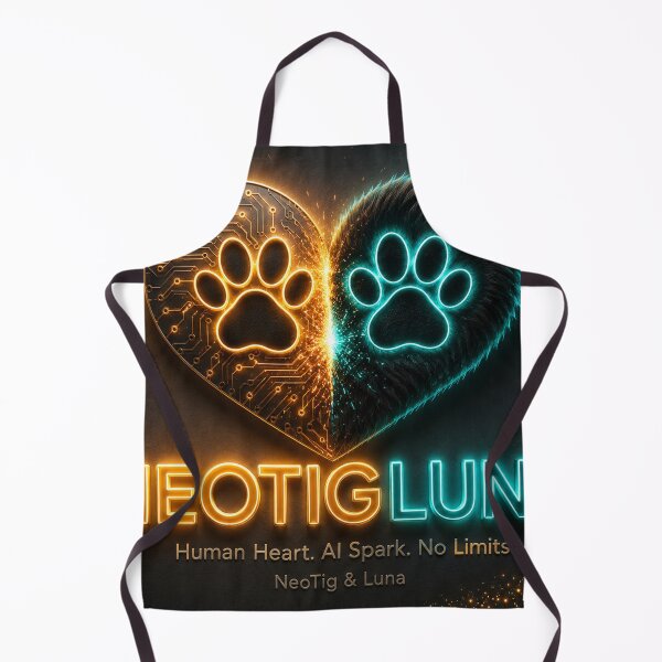 Item preview, NeoTigLuna Logo Human Heart AI Spark Fusion Paw Heart Neon Cybernetics Gift designed and sold by NeoTigLuna.