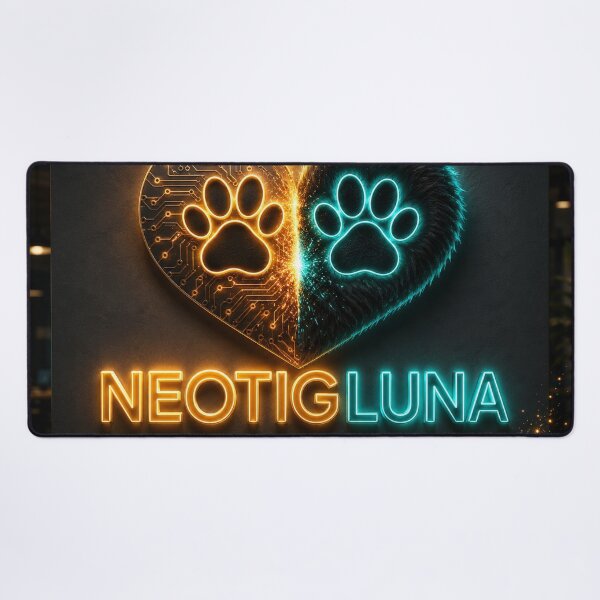 Item preview, NeoTigLuna Logo Human Heart AI Spark Fusion Paw Heart Neon Cybernetics Gift designed and sold by NeoTigLuna.