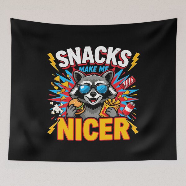 Item preview, Snacks Make Me Nicer Funny Food Humor for Raccoon Lovers designed and sold by Redgiant87x.