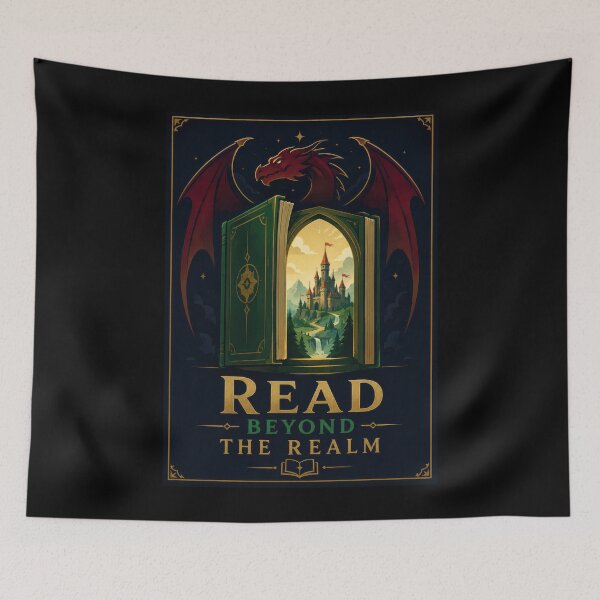 Item preview, Read Beyond the Realm Fantasy Book Poster designed and sold by Sketchlegacy.