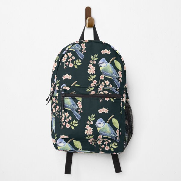 Item preview, Ornithological illustration: Flowering crescent and blue tit designed and sold by Green-Natura.