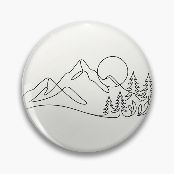 Item preview, Mountain Serenity Line Art – Minimalist Nature Landscape with Pine Forest & Rising Sun designed and sold by FAZ-DESIGNS.
