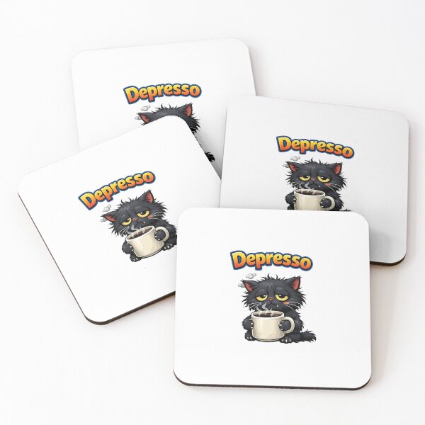 Item preview, Funny Cat Depresso Coffee Lover Grumpy Kitten designed and sold by BarkAndArt.