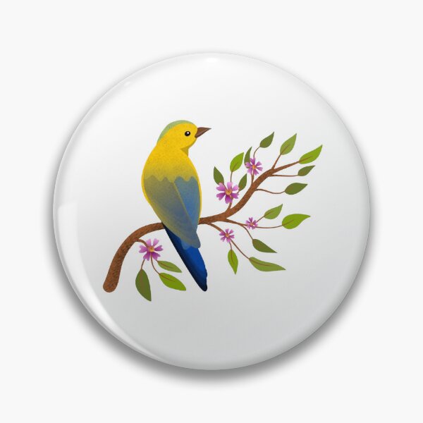 Item preview, Yellow Bird on Flowering Branch Illustration designed and sold by DailyDoodlesBySumbul.