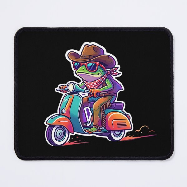 Item preview, Retro Cowboy Frog Riding Scooter - Neon Synthwave Sticker. designed and sold by TrendForge.