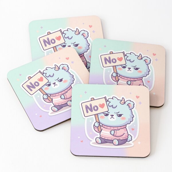 Item preview, Cute Grumpy Unicorn Bear saying No Sticker designed and sold by FAZ-DESIGNS.