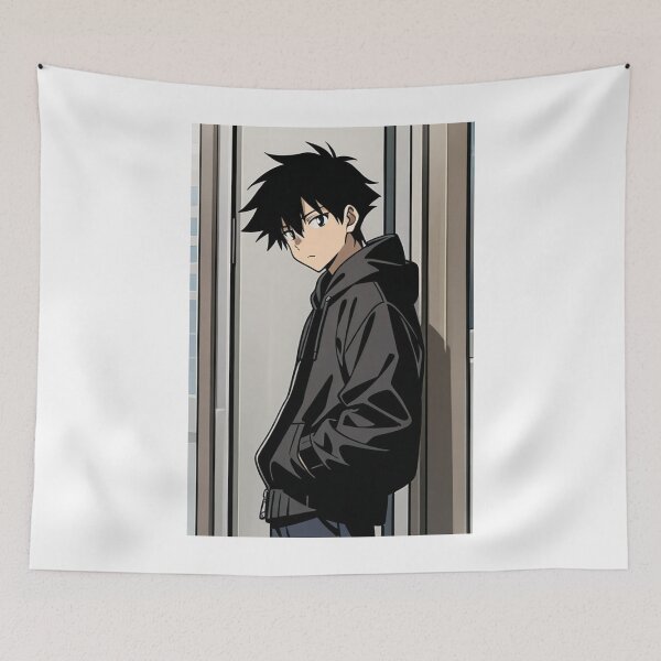 Item preview, Portrait - Elegant man grey hoodie hands pockets designed and sold by AnimeShin.