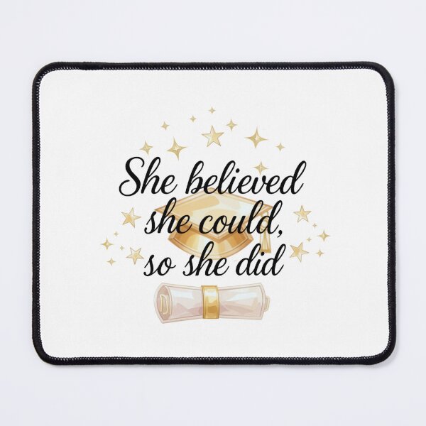 Item preview, She Believed She Could So She Did Quote with Graduation Hat, Diploma, & Stars designed and sold by jeweleddesigns.