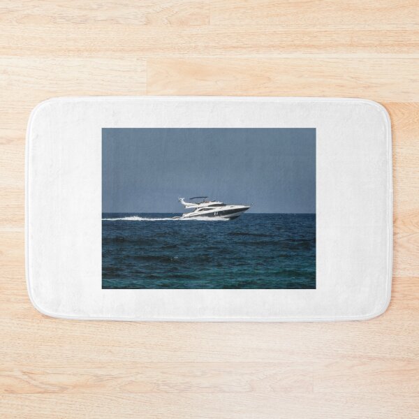 Item preview, Luxury Motor Yacht Cruising at Speed on Open Sea with White Wake and Deep Blue Water designed and sold by Nmallia.