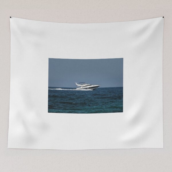 Item preview, Luxury Motor Yacht Cruising at Speed on Open Sea with White Wake and Deep Blue Water designed and sold by Nmallia.