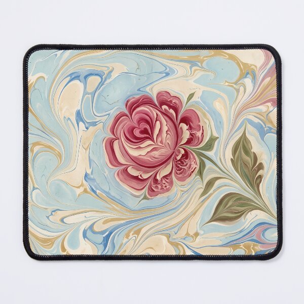 Item preview, ​Elegant Marbled Flower - Pastel Ebru Rose Design designed and sold by hakikatm.
