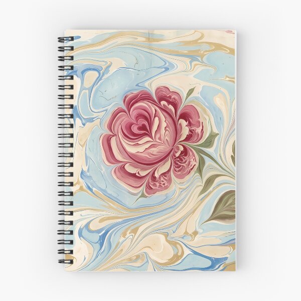 Item preview, ​Elegant Marbled Flower - Pastel Ebru Rose Design designed and sold by hakikatm.