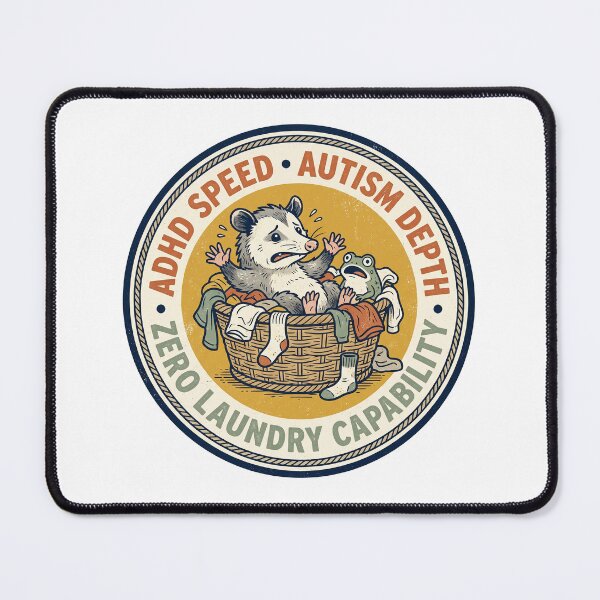 Item preview, AuDHD Neurodivergent Paradox Chaos Routine Sarcastic Retro Badge Graphic designed and sold by Osmose-Studio ⭐⭐⭐⭐⭐.