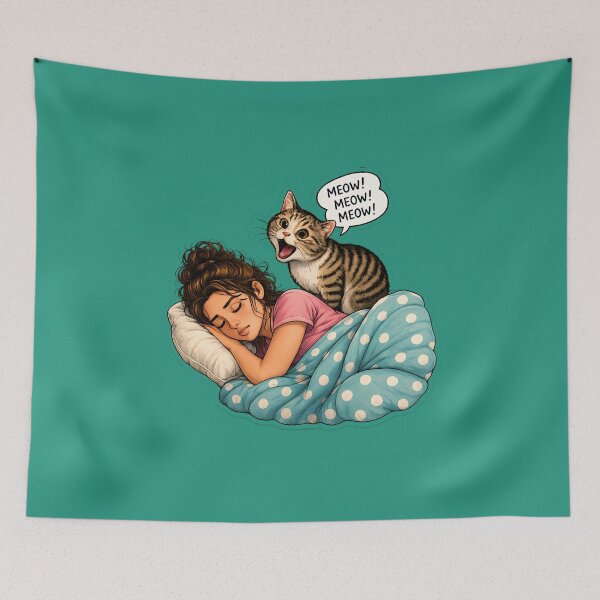 Item preview, Funny Cat Wake Up Call designed and sold by MischiefPaws.