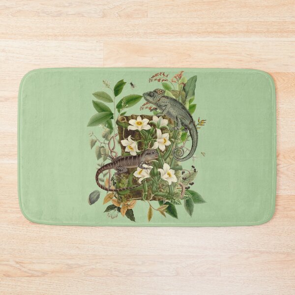 Item preview, Exotic Lizards with Blooming Flowers Tropical Nature Illustration  designed and sold by CanisArt.