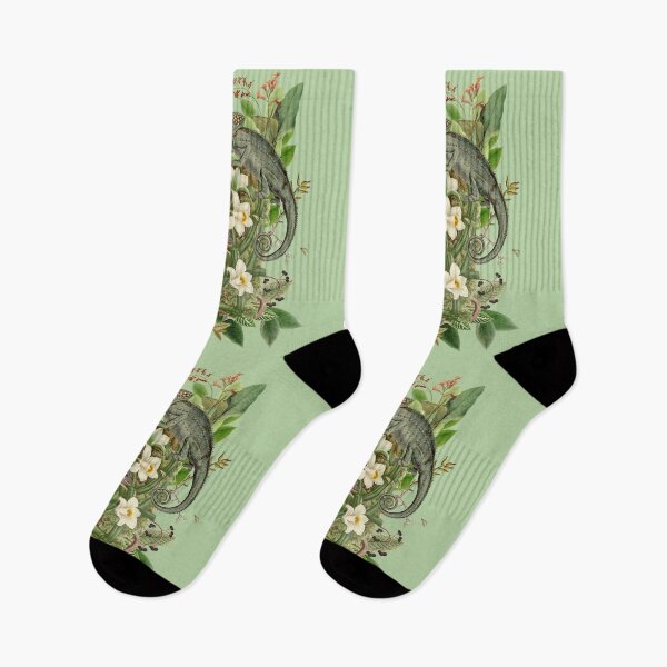Item preview, Exotic Lizards with Blooming Flowers Tropical Nature Illustration  designed and sold by CanisArt.