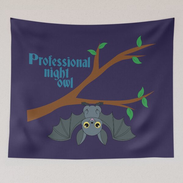 Item preview, Professional Night Owl Cute Bat Hanging From Branch designed and sold by Hallowed Artistry.