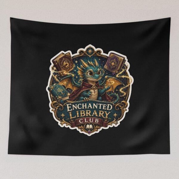 Item preview, Enchanted Library Club Dragon Book Sticker  designed and sold by Sketchlegacy.