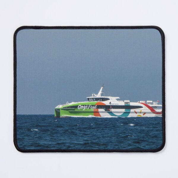 Item preview, Colorful GozoFast Ferry Crossing Open Sea With Waves and Coastal Passenger Transport Service designed and sold by Nmallia.