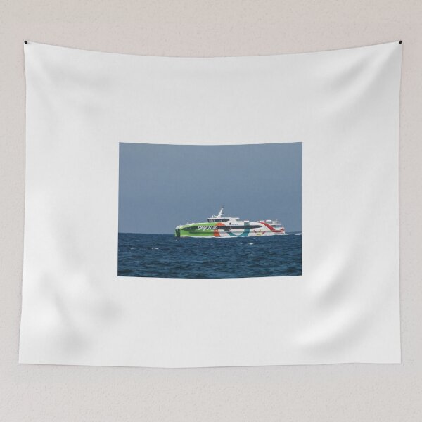Item preview, Colorful GozoFast Ferry Crossing Open Sea With Waves and Coastal Passenger Transport Service designed and sold by Nmallia.