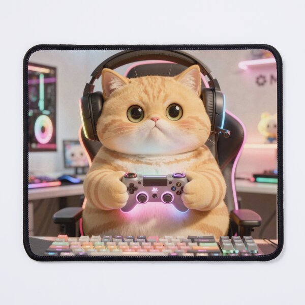 Item preview, Focused Gamer Cat With Headset designed and sold by Moody Vibes Studio.