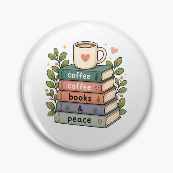 Aperçu de l'œuvre Livres de café et paix Autocollant mignon et confortable créée et vendue par PopStickerLab22.