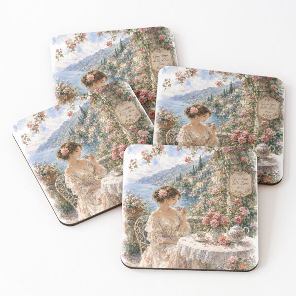 Item preview, Rose Tea in an Italian Garden – Vintage Watercolor Art designed and sold by Blueberry-art23.