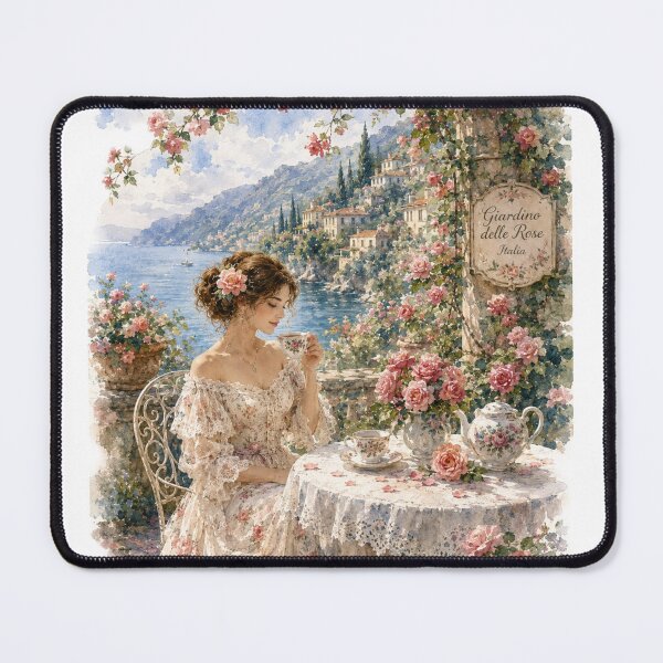 Item preview, Rose Tea in an Italian Garden – Vintage Watercolor Art designed and sold by Blueberry-art23.