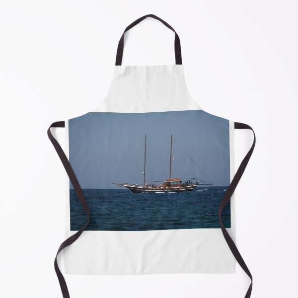 Item preview, Wooden Two-Masted Yacht Sailing On Calm Blue Sea With Passengers Under Clear Sky designed and sold by Nmallia.