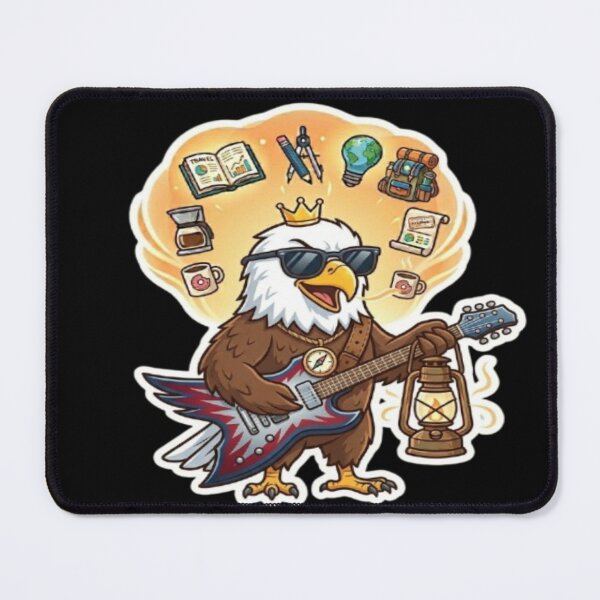 Item preview, Rocker Eagle Playing Electric Guitar Illustration designed and sold by DailySparks.