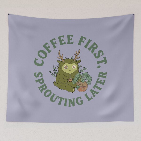 Item preview, Coffee First, Sprouting Later - Forest Spirit Morning Routine designed and sold by LeshanArt.
