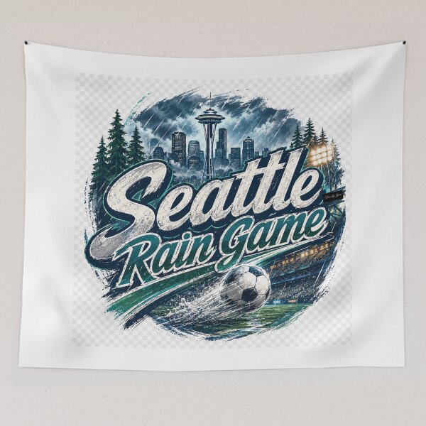 Item preview, Seattle Rain Game – Retro Soccer Fan Design designed and sold by MySheetMusicArt.