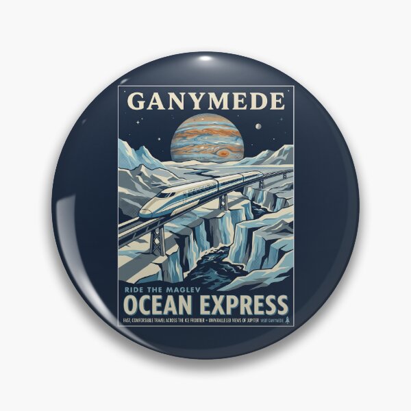 Item preview, Ganymede Moon Retro NASA Travel Poster Maglev Express designed and sold by RetroRewind Studio.