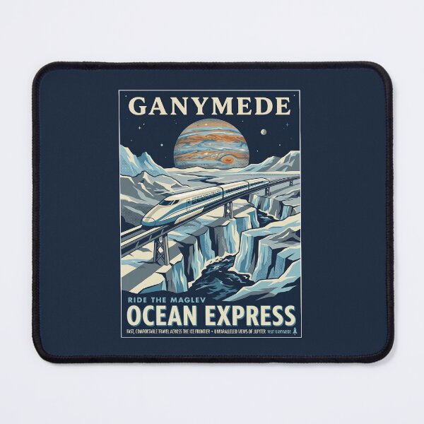 Item preview, Ganymede Moon Retro NASA Travel Poster Maglev Express designed and sold by RetroRewind Studio.