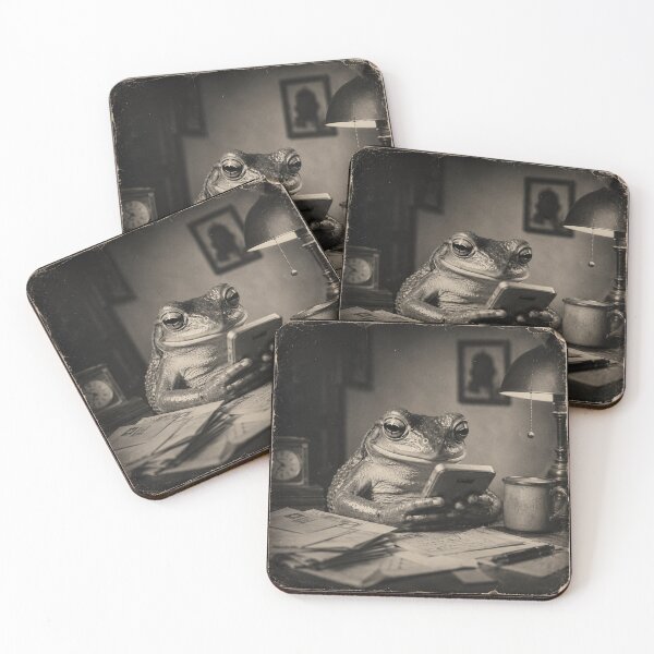 Item preview, Vintage Frog Doomscrolling Art Print | Retro Amphibian With Smartphone | Sepia Cottagecore Animal Photography designed and sold by HOUSE OF TIST.