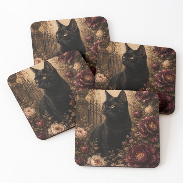 Item preview, Black Cat in Purple Flowers designed and sold by VelarisMoon.