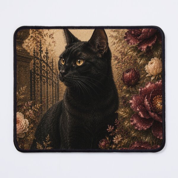 Item preview, Black Cat in Purple Flowers designed and sold by VelarisMoon.