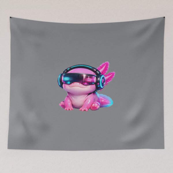 Item preview, Futuristic Cyberpunk Neon Axolotl DJ designed and sold by BarkAndArt.