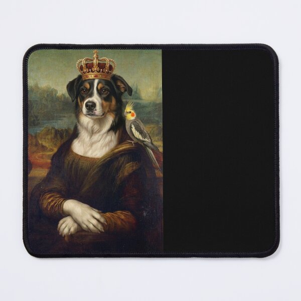 Item preview, Mona Lisa Dog with Cockatiel Parrot Renaissance Art designed and sold by CalineczkaArt.