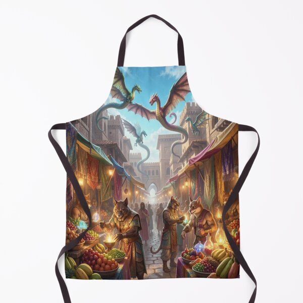 Item preview, Fantastic market with dragon and wolf traders in a colorful high-fantasy setting. designed and sold by FotoworldEdel.