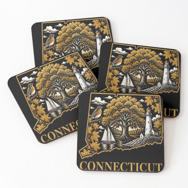 Item preview, Connecticut Shirt Gold Black State Pride Design designed and sold by SunnyDesign82.