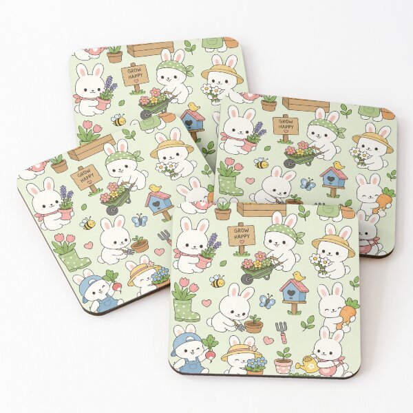 Item preview, Cute Garden Bunny Kawaii Pattern designed and sold by Soft Berry Studio.