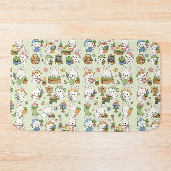 Item preview, Cute Garden Bunny Kawaii Pattern designed and sold by Soft Berry Studio.