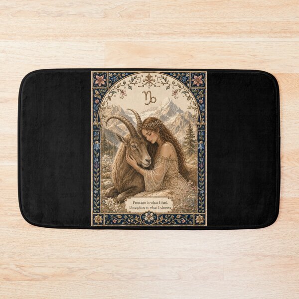 Item preview, Capricorn Zodiac Maiden | Celtic art | Medieval Fantasy Faux Embroidery Print  designed and sold by doinitzart.