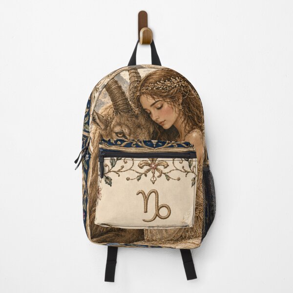 Item preview, Capricorn Zodiac Maiden | Celtic art | Medieval Fantasy Faux Embroidery Print designed and sold by doinitzart.