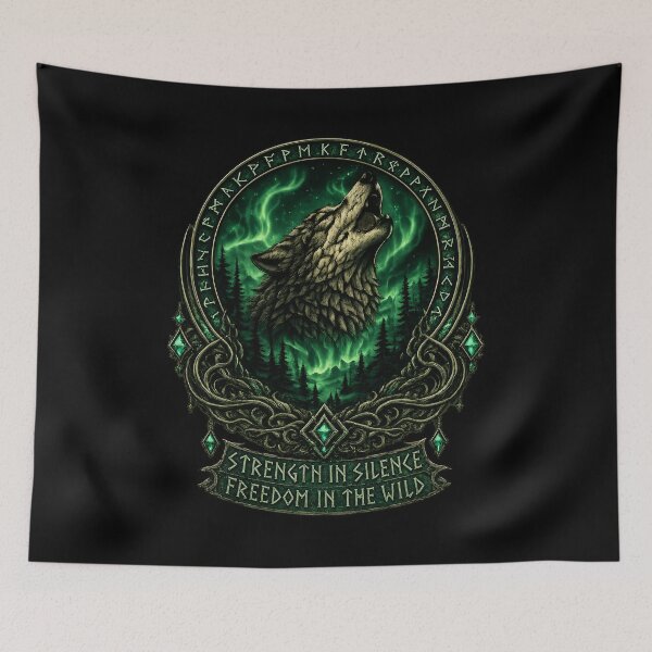 Item preview, Wolf Spirit of the Wild | Norse Rune Wolf Fantasy Art designed and sold by Daagath.