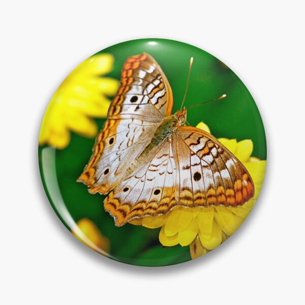 Item preview, White Peacock Butterfly on Yellow Flowers designed and sold by AMacGPhilly.